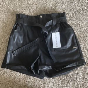 Calvin Klein Faux-Leather Paperbag shorts